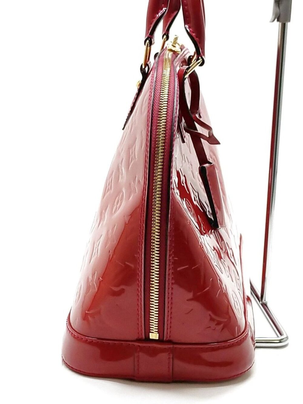 Authentic Louis Vuitton Alma GM Vernis Red Patent Leather Satchel Handbag LV - Picture 4 of 16